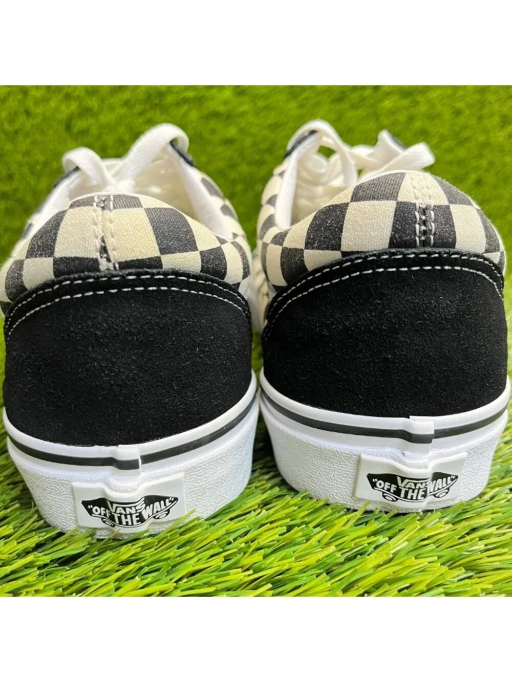 Vans Old Skool Checkerboard Mens Size 9 Black White Gum Athletic Shoes Sneakers